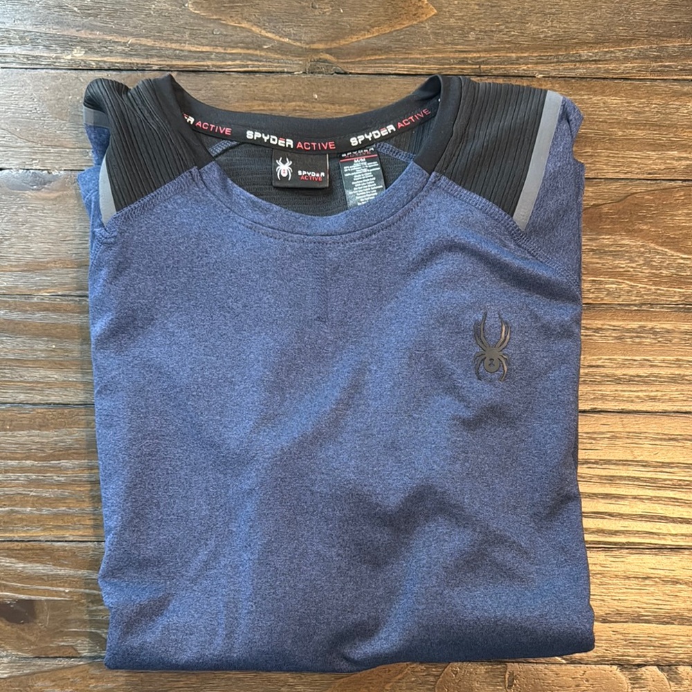 Spyder Blue Long-Sleeve Tee Casual Sporty Design